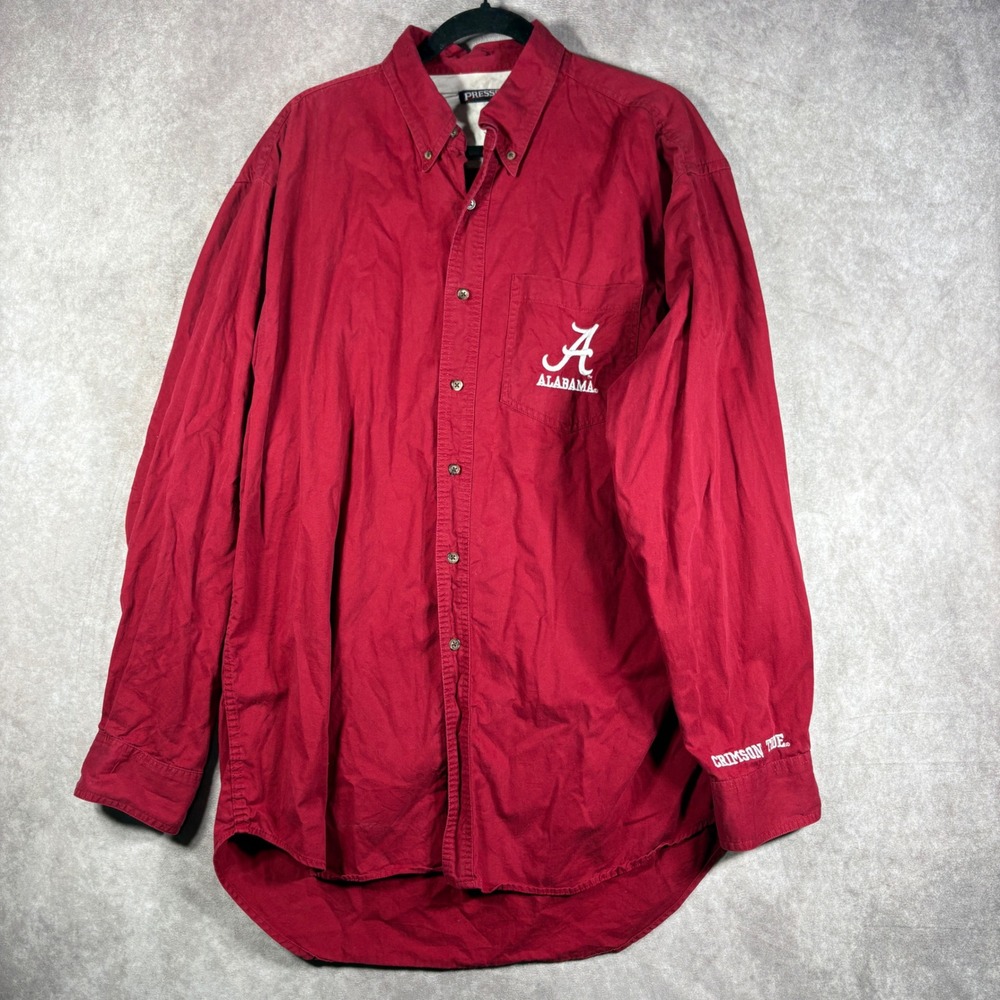 Alabama Crimson Tide Pressbox Button Down Shirt Mens 2XL Red Cotton Gameday NCAA